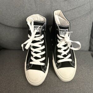 Black and White High-Top Sneakers